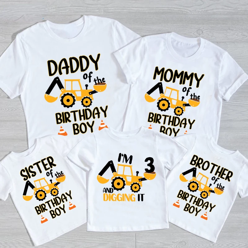 Construction Birthday Party Family Shirts Personalized T Shirts Boys Any Age Name My Kids Shirts T Shirts