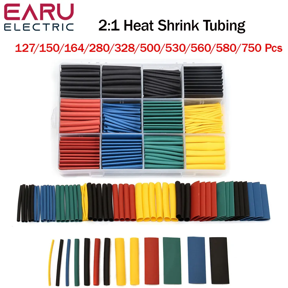 Main 127-750pcs Heat-shrink Tubing Thermoresistant Tube Heat Shrink Wrapping Kit Electrical Connection Wire Cable Insulation Sleeving image