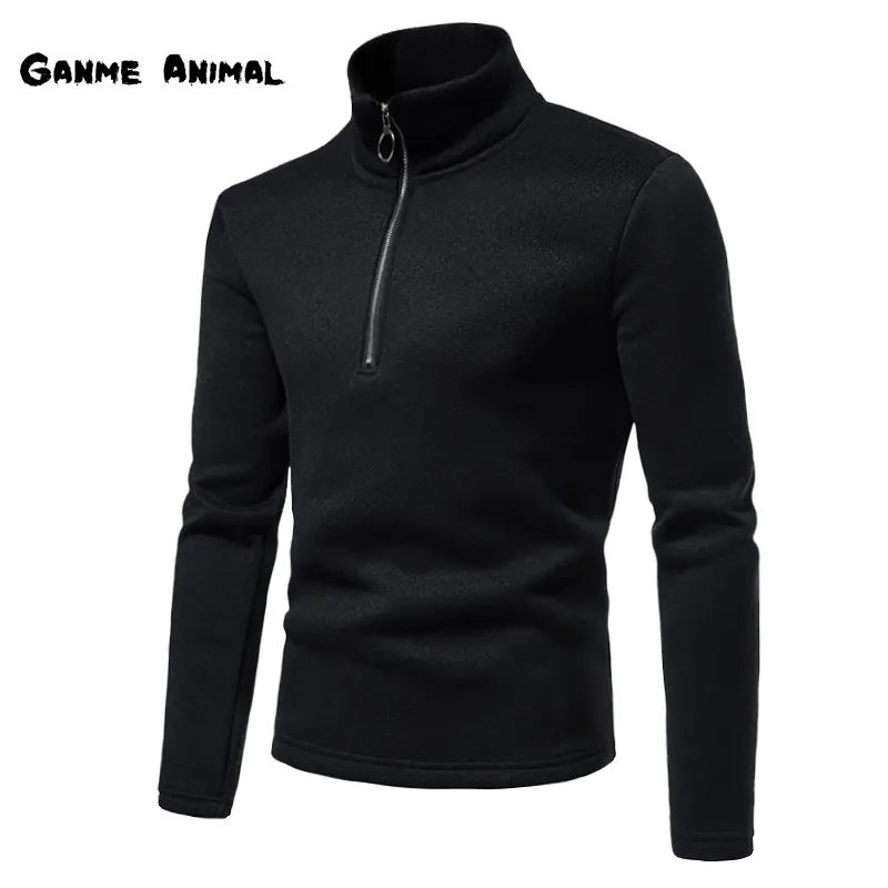 Autumn Mens Zipper Sweater Solid Color High Collar Sweatshirts Pullover Men's Jumpers Oversize Turtleneck Top S-3XL