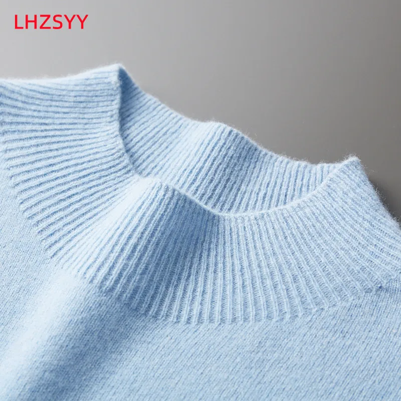 LHZSYY Autumn Winter Men' Cashmere Sweater First-Line Ready-To-Wear Pullover Half Turtleneck Casual Sweater Pure Wool Knit Shirt