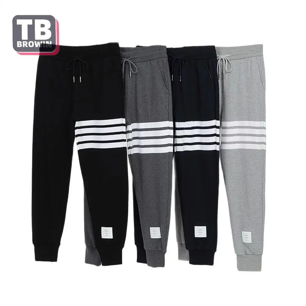 TB BROWIN thom sports casual sweatpants tide spring autumn couple men's brand four-bar striped cotton knitted slim-fit trousers