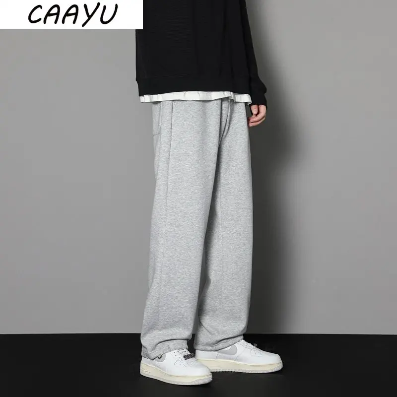 CAAYU Sweatpants Mens Straight Pants Large Size Male Loose Black Casual Pants Streetwear Sport Trousers Joggers Oversize Sports