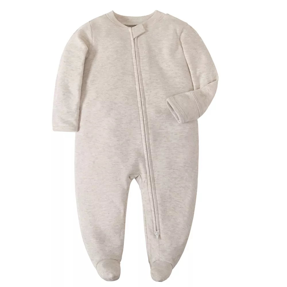 Footed Pajamas for Newborn 0-3 Months Girls and Boys Long Sleeve Sleepwear Zipper Cotton Newborn Baby Clothes