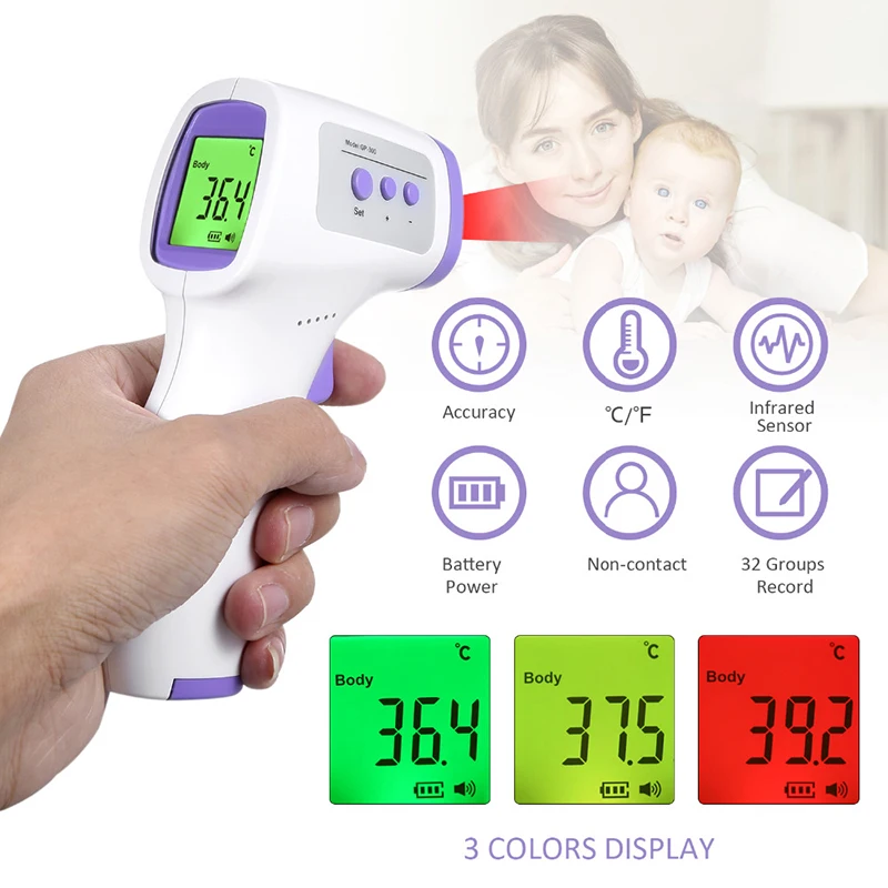 Main Infrared Thermometer Digital Non-contact Forehead LCD IR Temperature Gun Multifunction Body Thermometer for baby adult image