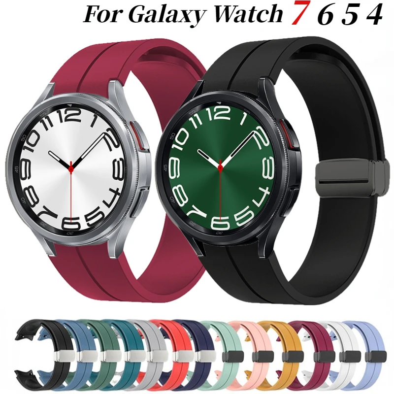 Magnetic Silicone Strap For Samsung Galaxy Watch 7 6 5 4 40mm 44mm 6 Classic 47mm 43mm Pro 45mm Bracelet Correa Watch 4/5/6 Belt