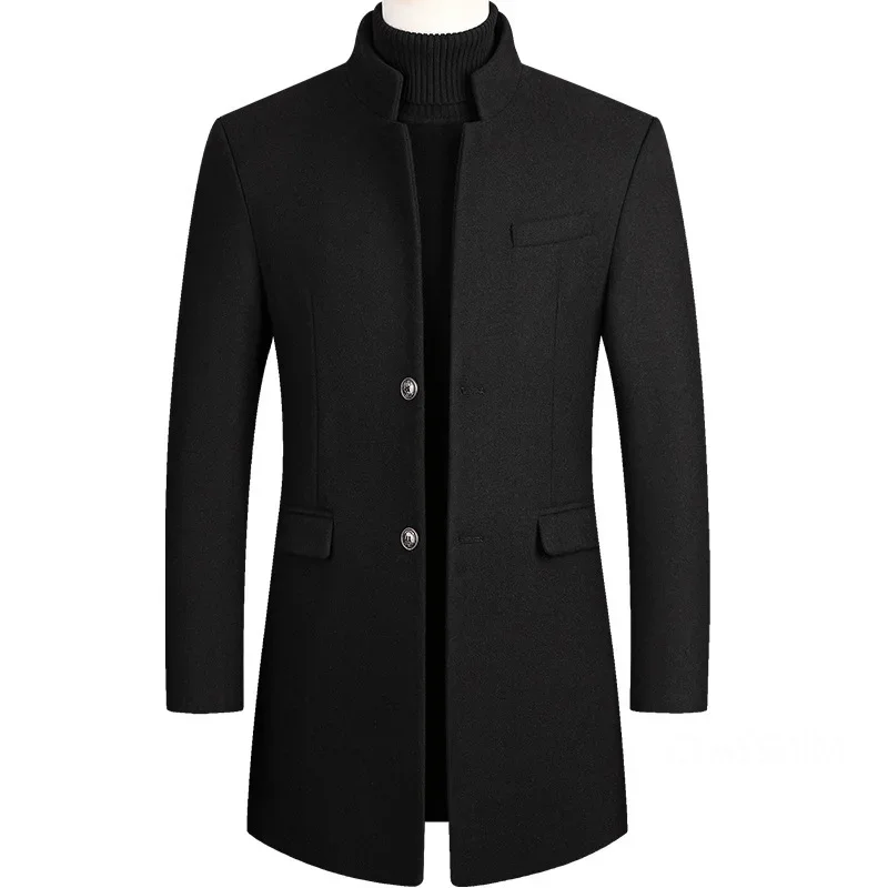 Men Long Trench Coats Cashmere Wool Blends Winter Jackets New Male Warm Long Coats Male Business Casual Trench Coats Size 4XL