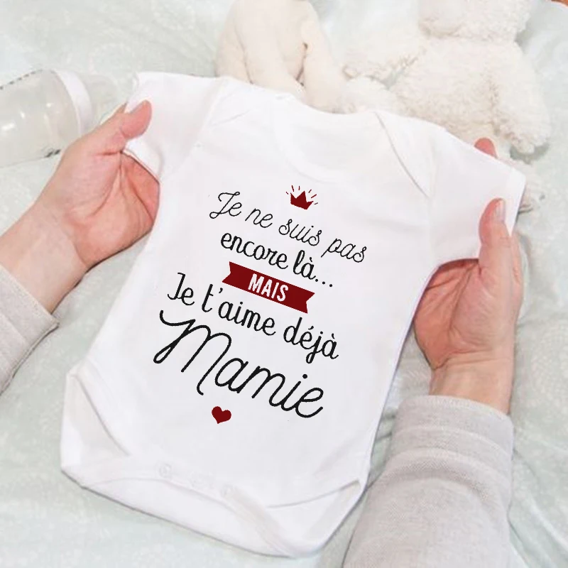 I Love You Grandma Announcement Newborn Baby Bodysuits Summer Toddler Unisex Jumpsuit Pregnancy Reveal Clothes Gifts for Grandma