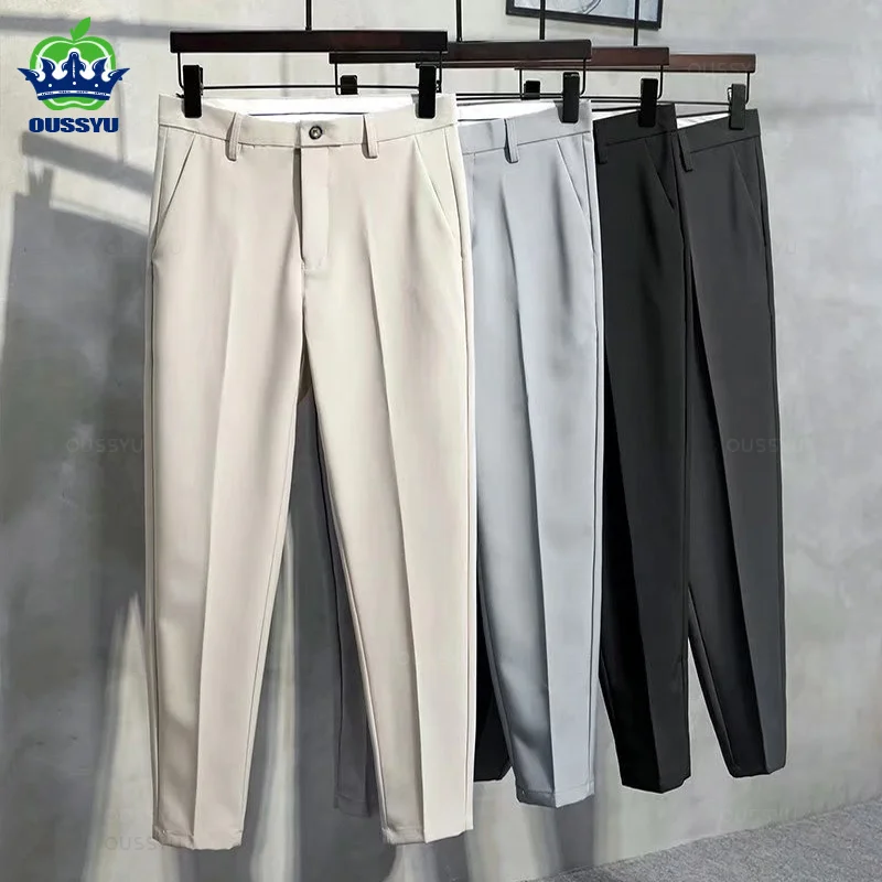 New Spring Summer Suit Pants Men Thin Business Classic Grey Black Khaki Straight Korean Formal Trousers Male Plus Size 27-40 42