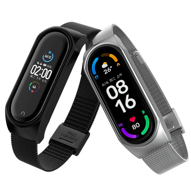 UTHAI is suitable for Mi Band 3 4 5 6 4 metal watch band Mi Band 6 watch band 5 Wristband stainless steel buckle universal M01