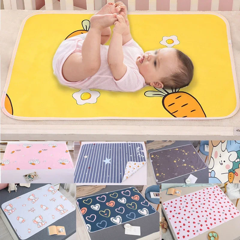 Baby Diaper Reusable  Waterproof  Cotton Changing Pad Cover Baby Diaper Mattress Newborn Print Changing Mat Floor Play Mats 0-3Y