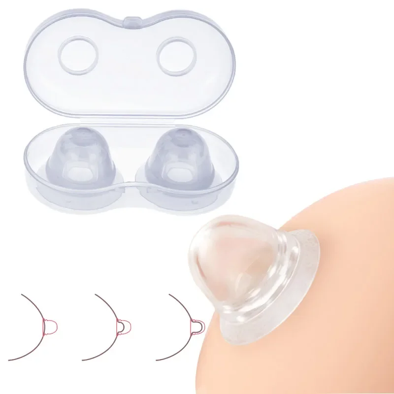 2Pcs Silicone Nipple Correction Niplette Nipple Shield Sucker Corrector Flat Corrector Flat Silicone Nipple Breast Correction