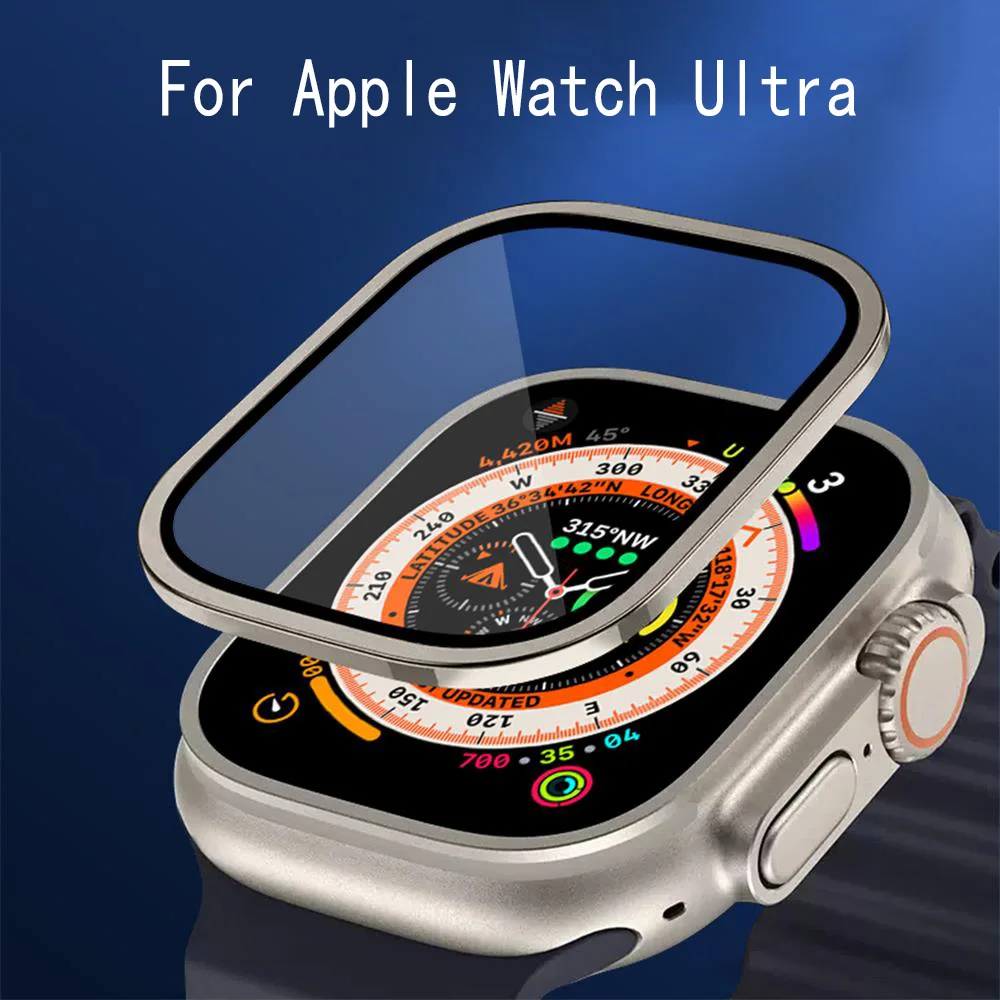 Metal Bumper+Tempered Glass For Apple Watch Ultra 49mm Accessories Screen Protector Anti-Scratch HD Full Film iWatch Ultra 49 mm