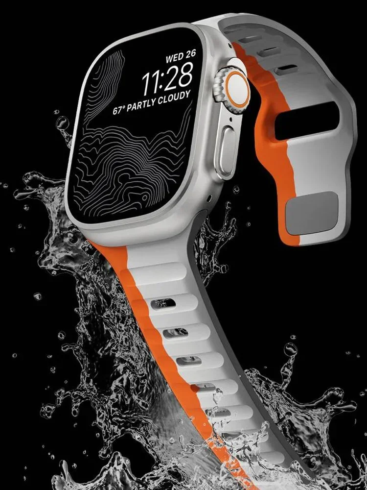 Main Soft Silicone Strap For Apple Watch Band Ultra 2 49mm 44mm 45mm 42mm 41mm 42mm sport Watchband iwatch Serise 5 6 7 8 9  bracelet image