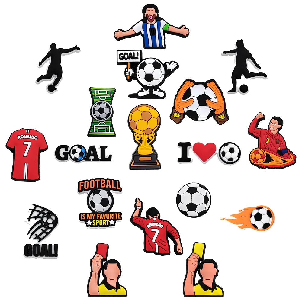 1pc Football Shoe Charms Design Shoe Decoration Fits For Charms PVC Shoe Accessories Kids Party Gifts