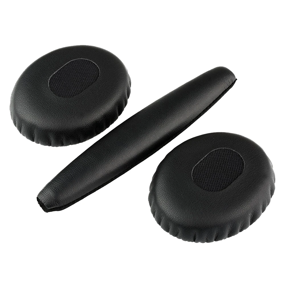 Main A pair of black ear cushions with head pad for Bose QC3 Quiet Comfort 3 headphones image