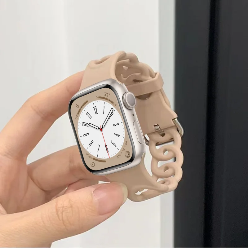 Silicone Strap for Apple watch band 41mm 45mm 44mm 40mm 38mm 42mm 45 mm correa Gourmette bracelet iWatch series 7 6 4 3 8 ultra