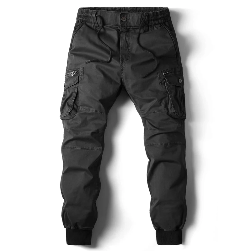 2023 Cargo Pants Men Cotton Casual Mens Casual Pants Elastic Waist Quality Joggers Trousers Men Fashion Safari Style Sweatpants