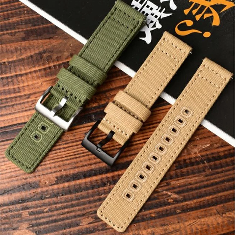 Quick Release Canvas Watch Straps Nylon Band 18mm 19mm 20mm 22mm Brushed Buckle Watchbands Suitable For Smartwatch Aaccessories