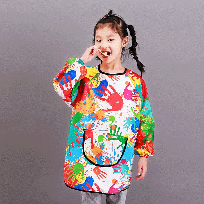 Kids Bib Waterproof Infant Eating Drawing Apron Children's Long Sleeve Painting Bandana Feeding Bib