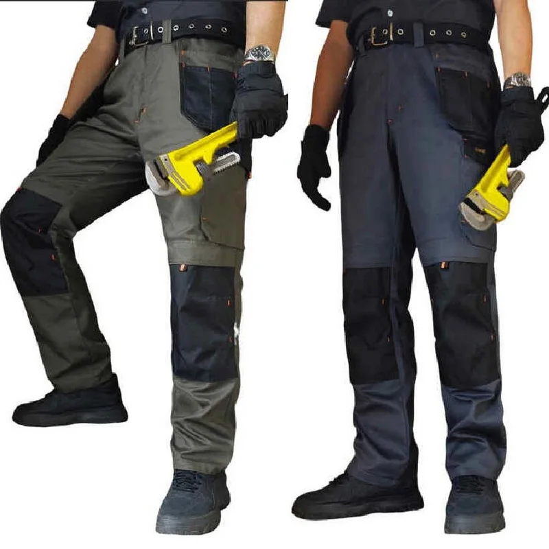 Men's Multi-Pocket Cargo Pants Outdoor Work Pants Wear-Resistant Pants Worker's Trousers With Leg Bag