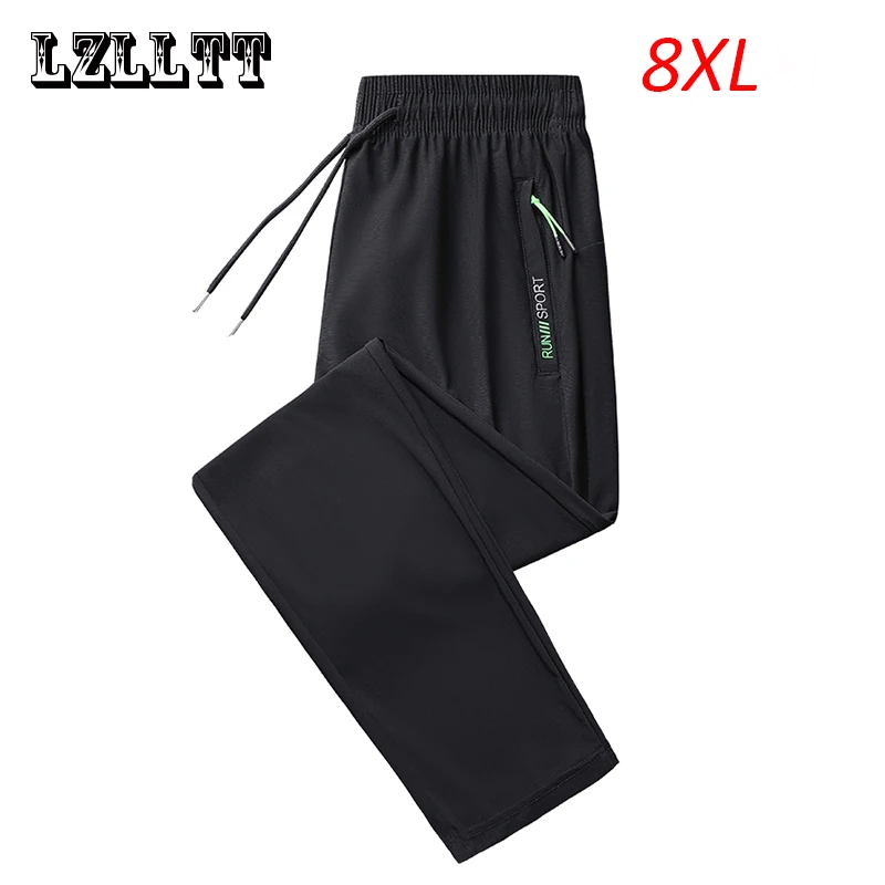 Spring summer Men Breathable Casual Sport Joggers Pants Mens Ice Quick Dry Outdoor Tracksuit Trousers Men's Pants Plus Size 8XL