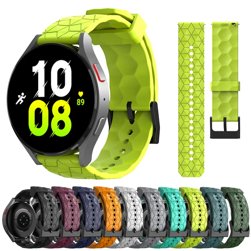 20mm 22mm Silicone Strap for Samsung Galaxy Watch 6 4 Classic 5 Pro 44 40mm 42mm 46mm Huawei GT 2/3 Football Pattern Sport Band