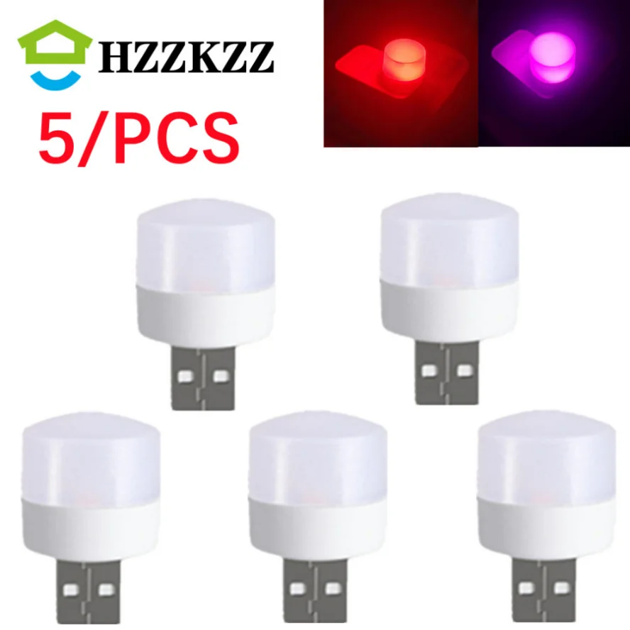 Main 5 pcs USB LED Plug Lamp 1W Super Bright Eye Protection USB Book Light Computer Mobile Power Charging USB Small LED Night Light image