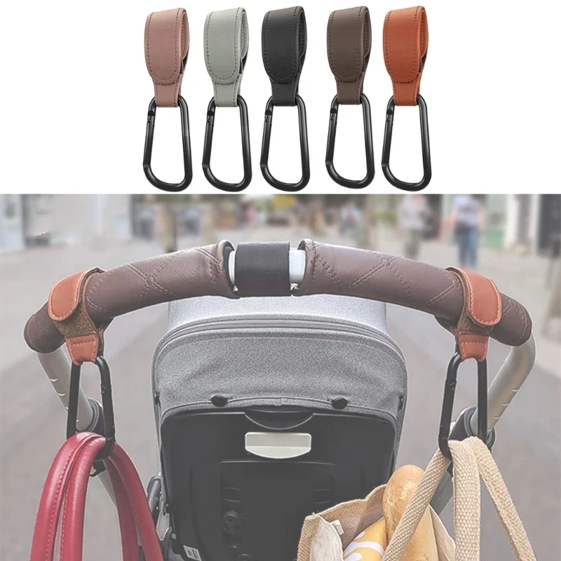 1PC PU Leather Baby Bag Stroller Hook Rotatable Cart Organizer Metal Pram Hook Pram Rotate 360 Degree Stroller Accessories