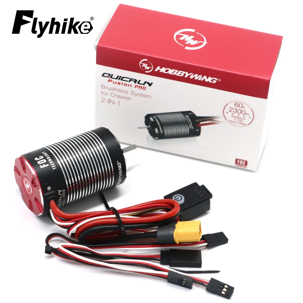 HobbyWing QuicRun Fusion Pro 540 2300KV Remote Control Car Motor Brushless Motor Built In 60A ESC 2 in1 for RC 1/10 Climbing Car