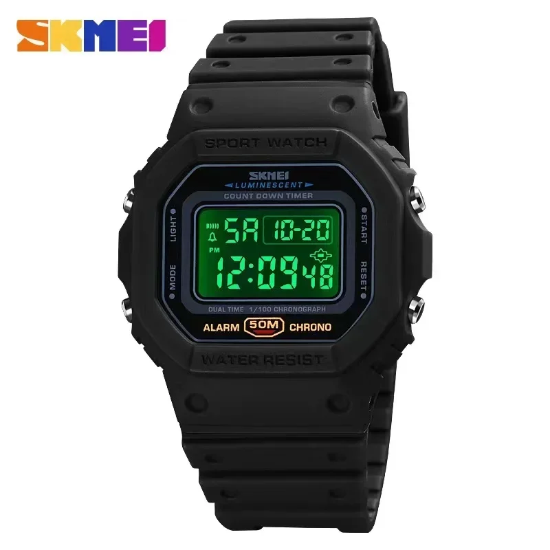 Main SKMEI 1628 2 Time Count Down Mens Wristwatches Fashion Retro Male Watches reloj hombre Multifunctional Digital Sport Watch Men image