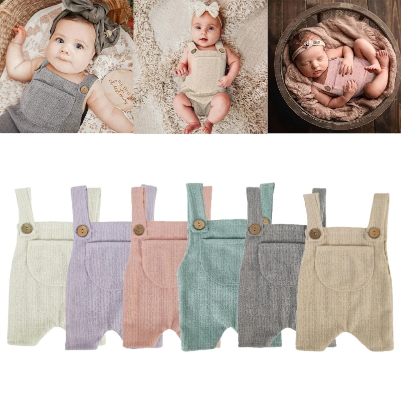 Photo Shooting Props for Baby Girls Boys Cute Suspender Jumpsuits Newborns Monthly Party Photo Clothes Photography Outfit