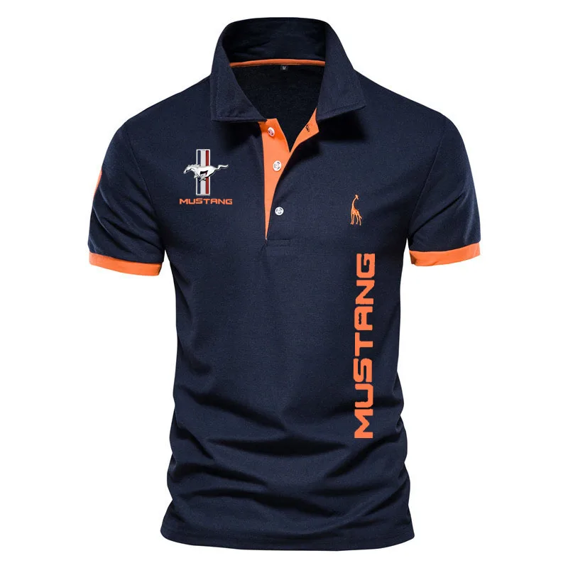 NEW POLO shirt for men Mustang car logo print 100% cotton luxury style Men's Golf Shirt oversized men's POLO shirt XS-5XL