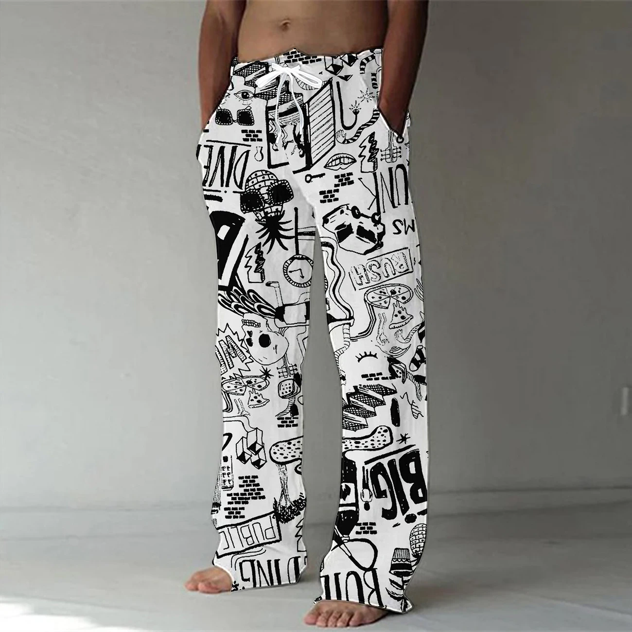 Spring/Summer 2023 Fashion 3D Digital Printing Men's Bamboo Cotton Pants Street Hip Hop Beach Leisure Quick Dry Dance Yoga Pants