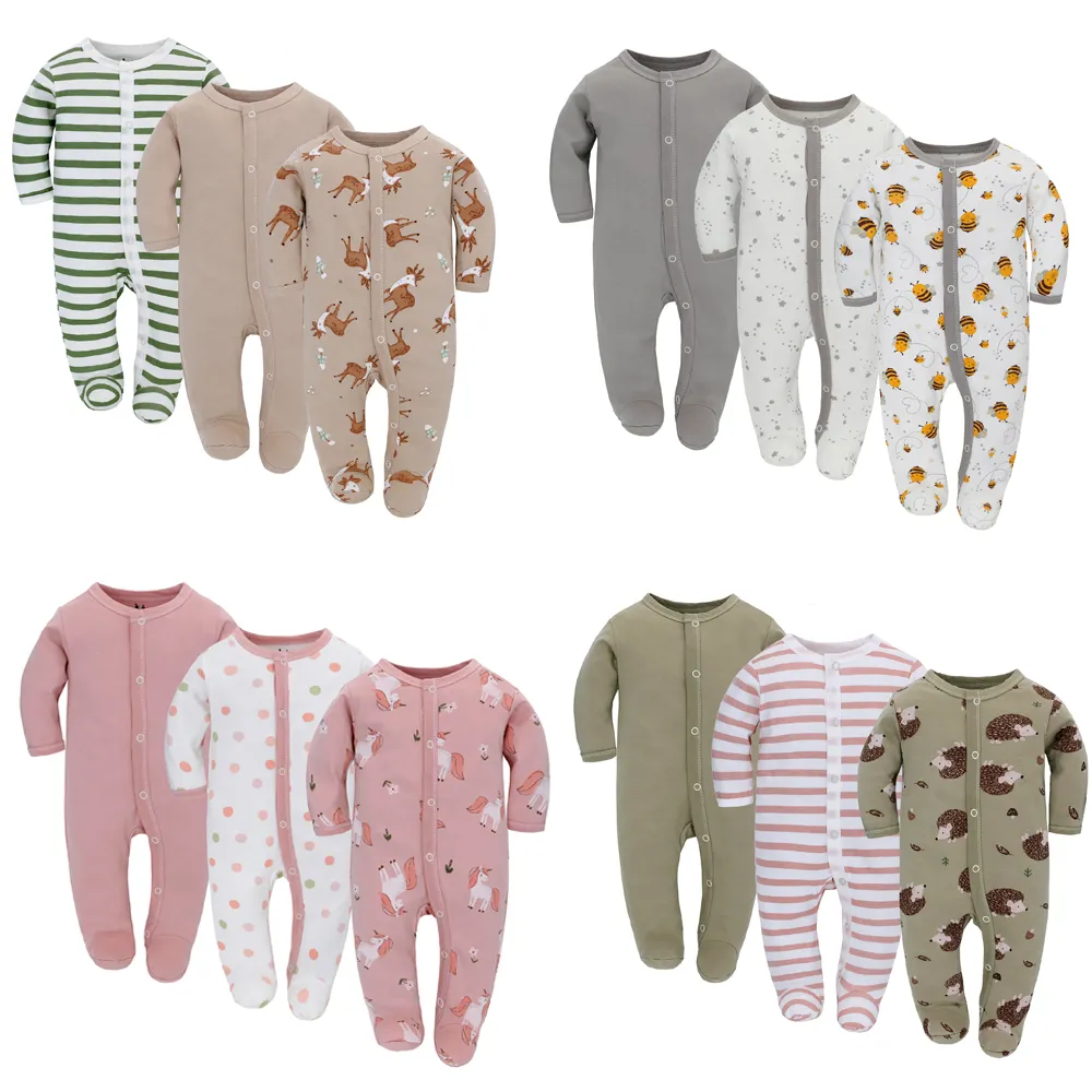 3 Pieces Baby Rompers Cotton Boys Girls Newborn Long Sleeve Spring Winter Clothes Onesie Jumpsuit Infant Soft Pajamas Clothing