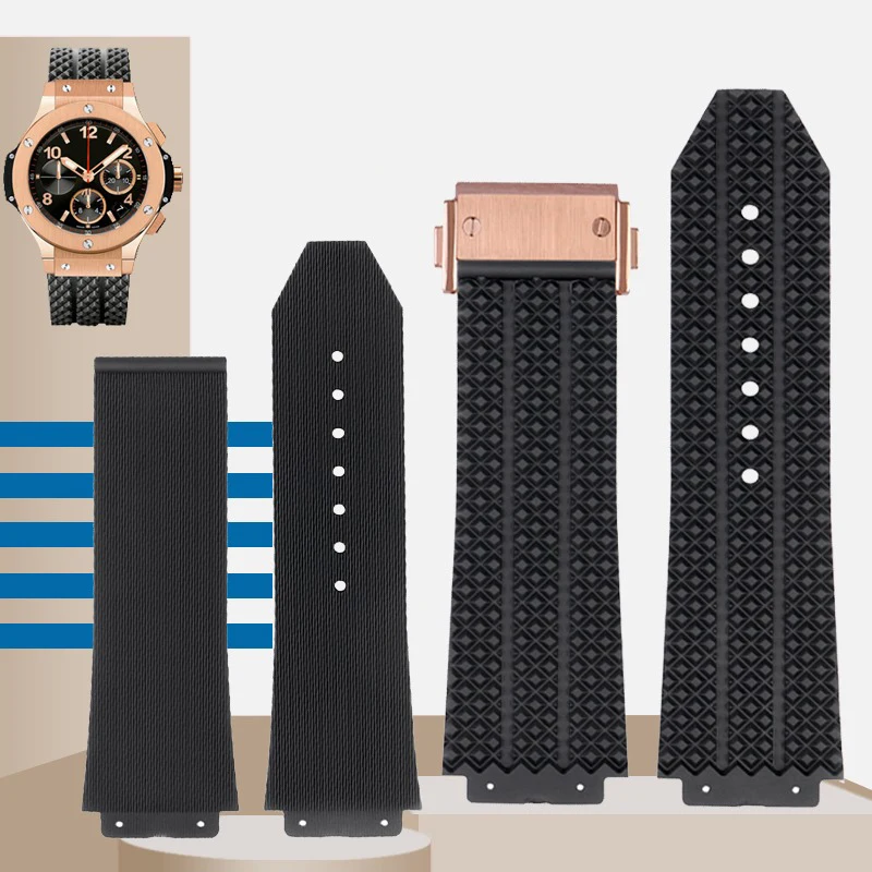 Watchband for HUBLOT BIG BANG Silicone 25*17mm 26*19mm Waterproof Men's Watch Strap Chain Watch Rubber Bracelet wristband