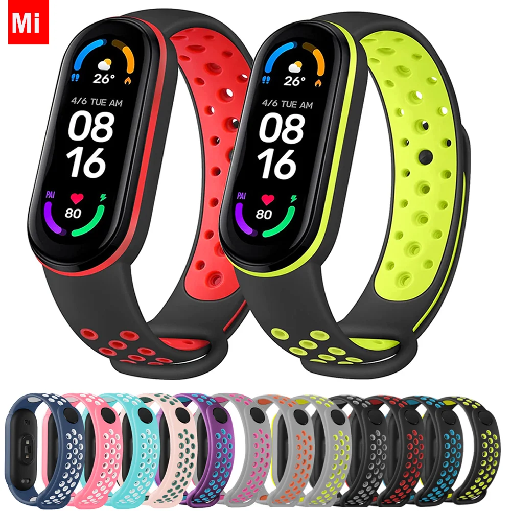 Watchband For Xiaomi Mi Band 7 NFC smartwatch Correa miband7 Silicone Air-Hole Sport Wrist bracelet on Mi band 6 5 4 3 7 8 strap