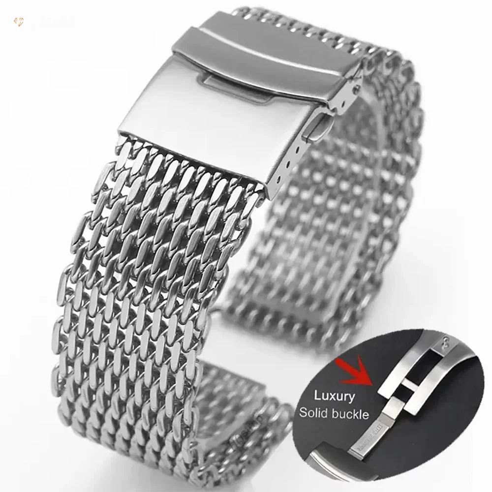 Mesh Stainless Steel Watch Band 18mm 20mm 22mm 24mm Belt for Seiko Smartwatch Replacement Strap for Samsung Band Bracelet Luxury