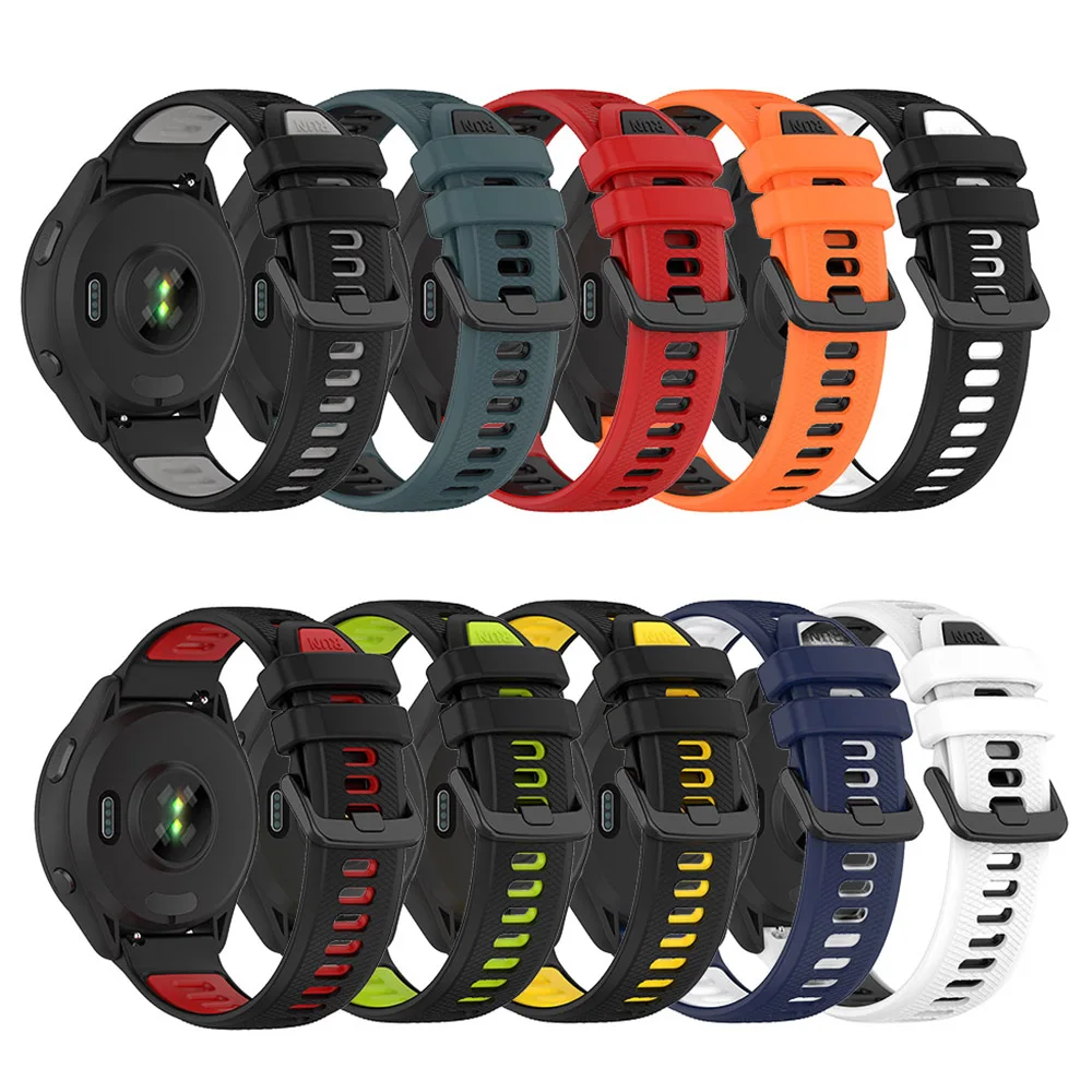 Two-Color Silicone Strap For Garmin Forerunner 265 265S 255S 255 Vivoactive 5 Replacement 18mm 20mm 22mm Watch Band