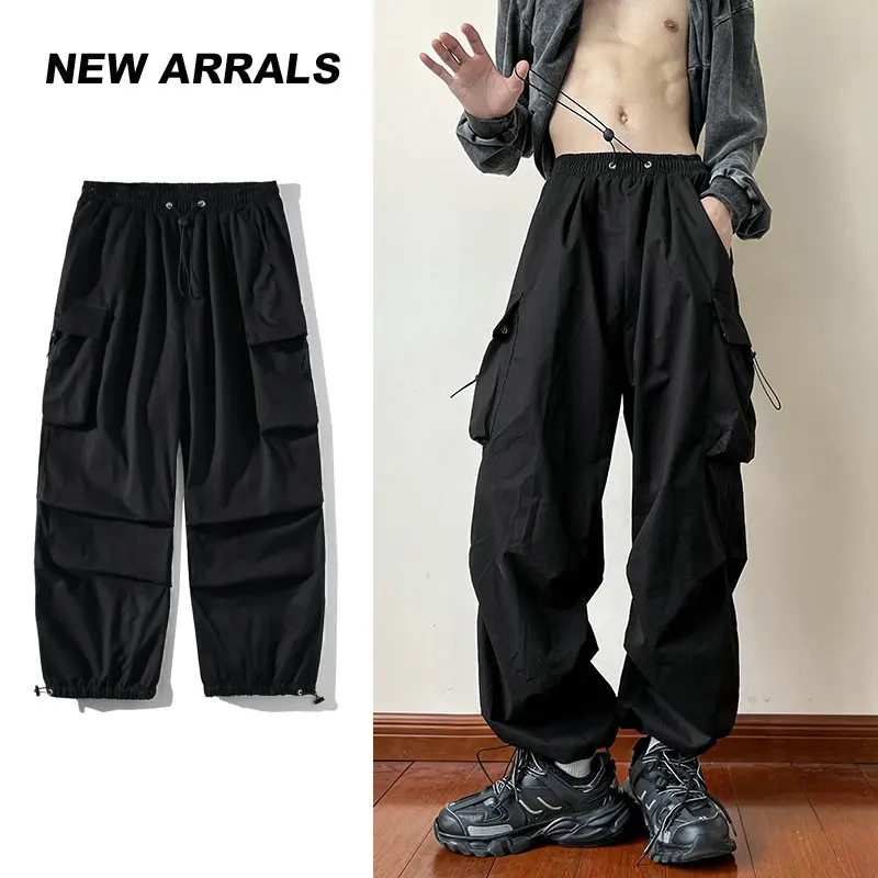 Y2K Cargo Pants Streetwear Men Women Casual Solid Pockets Baggy Wide Leg Trousers Harajuku Hippie Joggers Sweatpants Pantalones