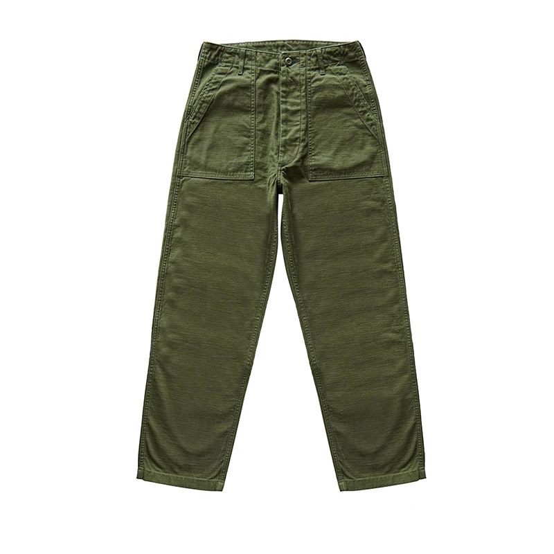 SauceZhan OG-107 Fatigue Utility Pants Classic Olive Sateen Men's Baker Pants Satin Cotton Original Loose Fit