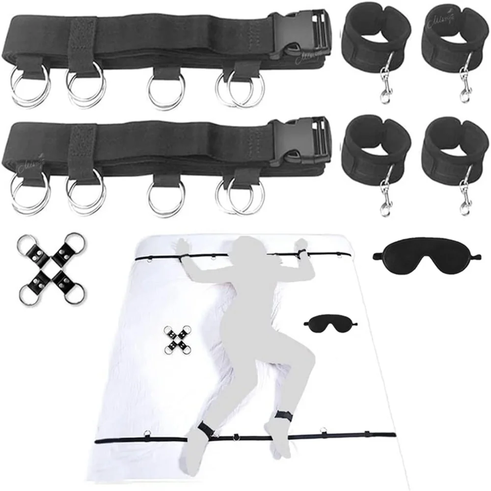 Bdsm Set Toy Sex Handcuffs for Couple Adult Kit Bdsm Sexual Handcuff Blindfold Strapon Bed Bondage Erotics Slave Sadomasochism