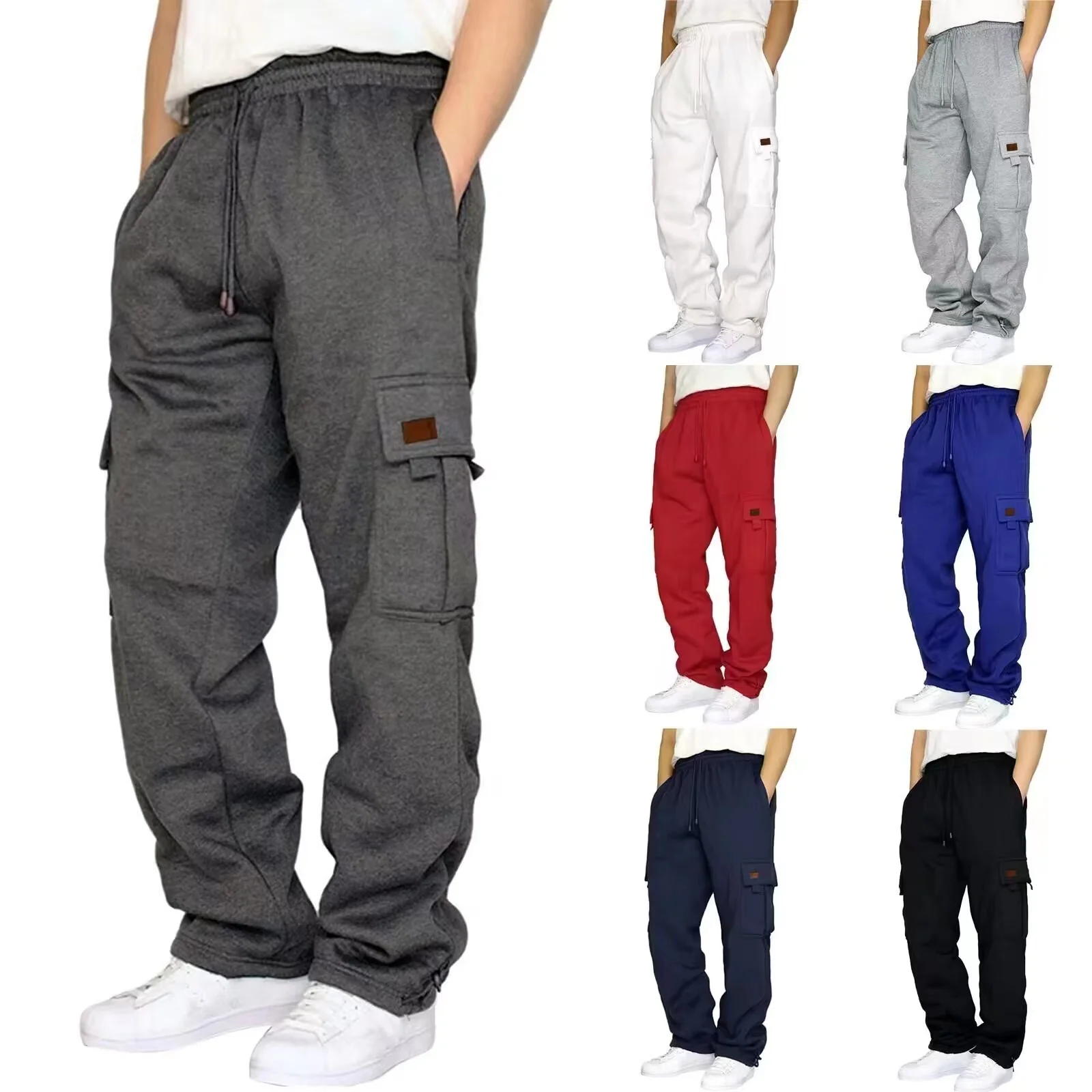 Autumn winter Men Cargo Pants Work Trousers Stretch Waist Loose Multi Pocket Casual Trousers Pants Sports Outdoor Size S-5XL