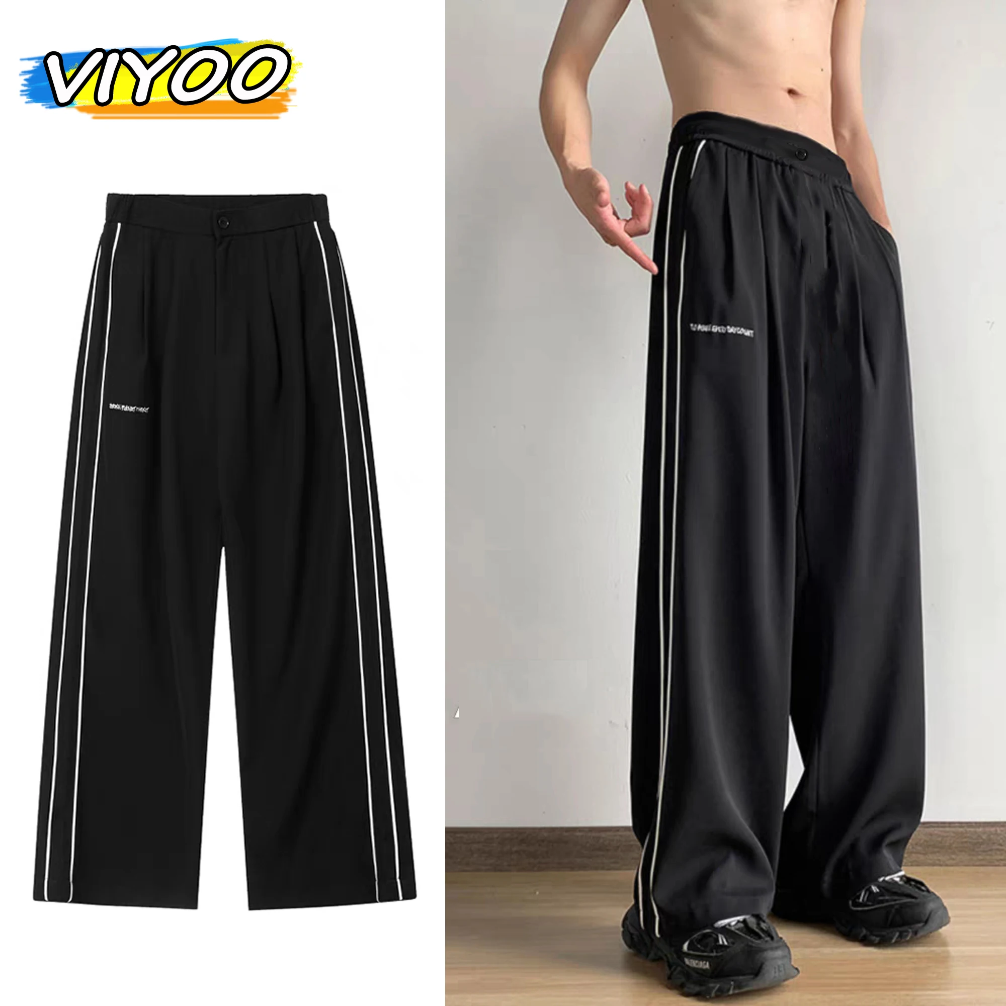 Men's Clothing Summer Striped Sweatpants Track Baggy Wide Y2K Pants Jogging Cargo Pants Trousers Men Techwear Korean Gothic 2023