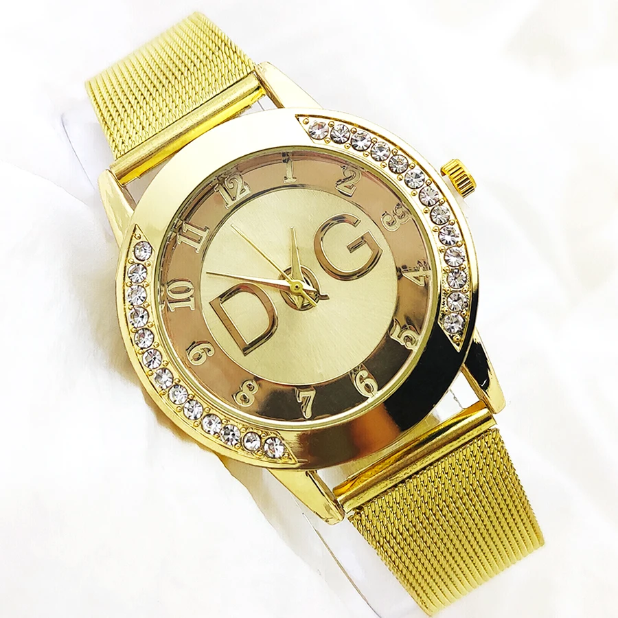 2023 Hot Sale Metal Fashion Watch Women Luxury Brand DQG Crystal Quartz Watch Reloj Mujer Casual Stainless Steel Man Clock