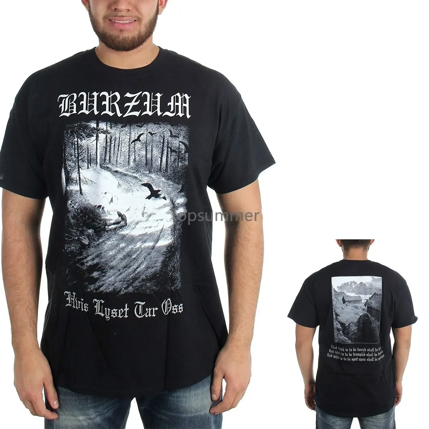 Men Black Short Sleeve T Shirt Burzum - Hvis Lyset Tar Oss Adult T-Shirt Casual Summer Style T-Shirts Fashion