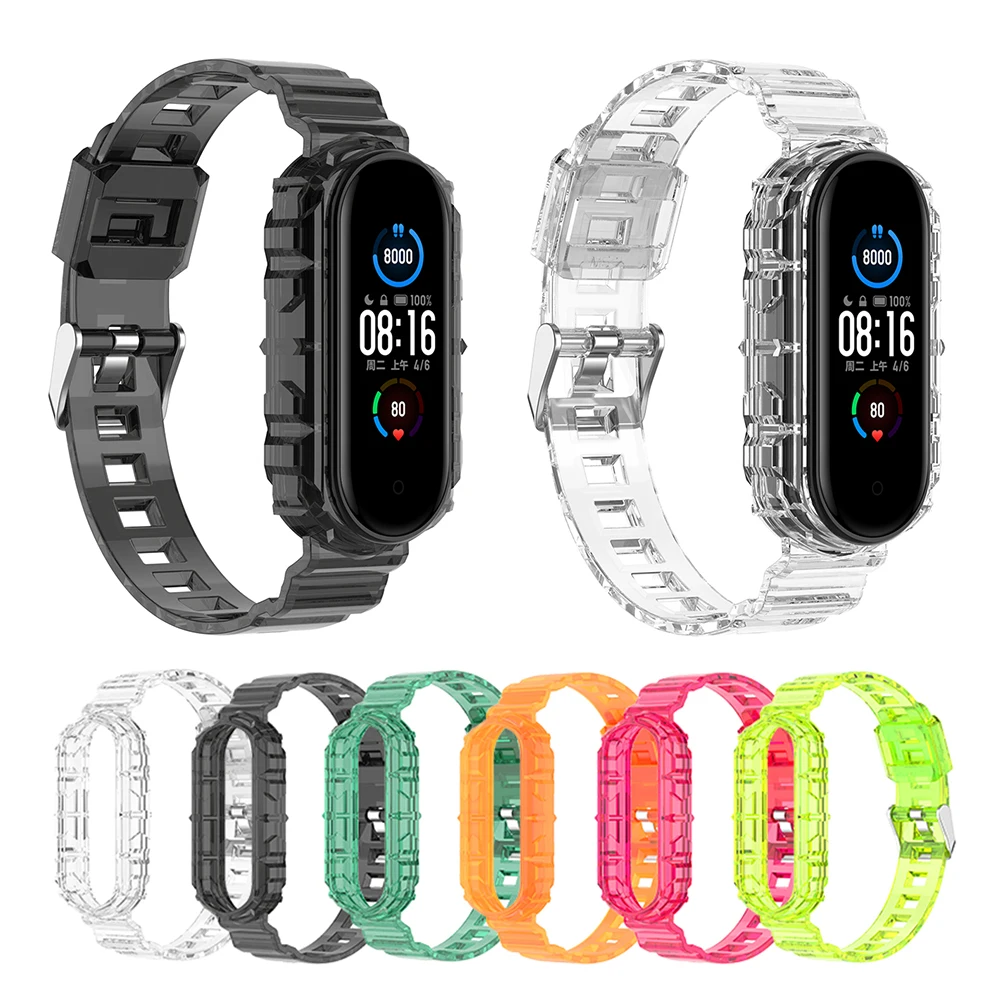 Integrated Clear Wrist Band For Xiaomi Mi Band 8 7 6 5 4 3 Transparent TPU Strap for Mi Band 3/4/5/6/7/8 Bracelet