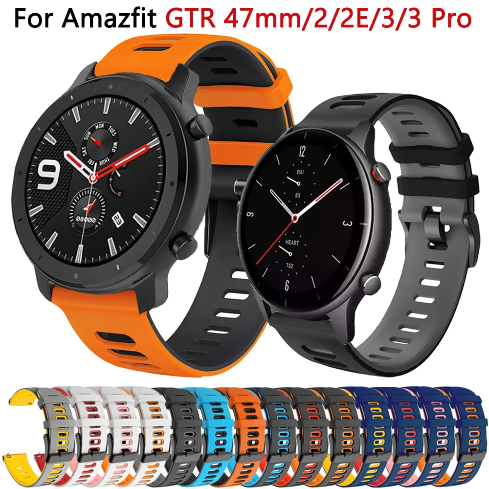 Silicone Watch Band For Xiaomi Huami Amazfit GTR 47mm/2/2e/Stratos 3 Strap 22mm Bracelet For Amazfit GTR 4 3pro Watchband Correa