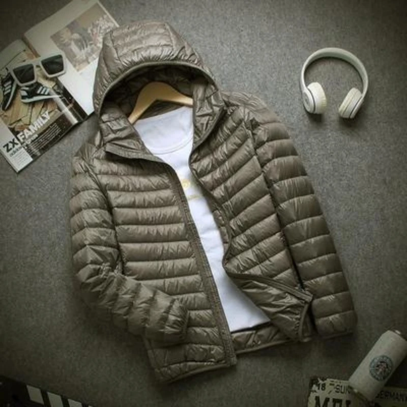 Down Jacket Men's 2022 New 90% White Duck Down Super Light Down Jacket Men's Lightweight Thermal Coat Hooded Feather Coat