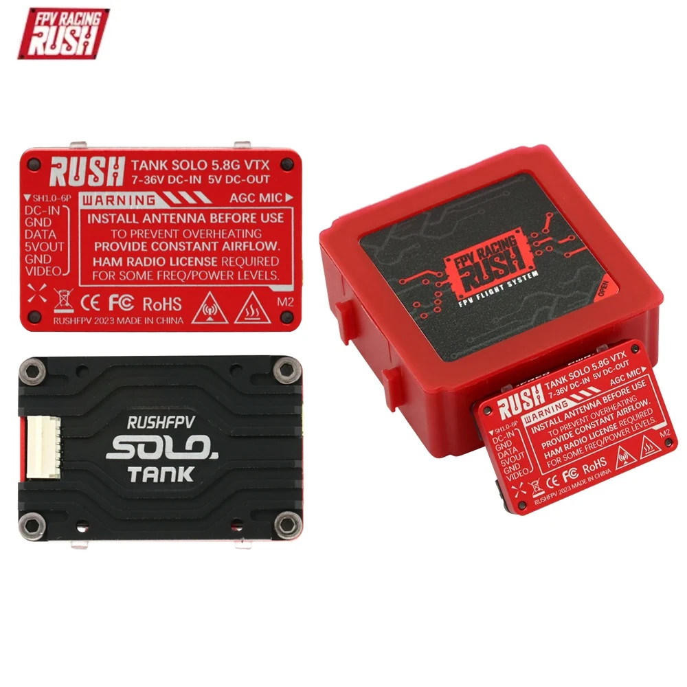 RUSH Solo Tank 5.8GHZ 1.6W High Power VTX Video Transmitter Built-in Microphone Heat Dissipation Structure For RC FPV Drone Diy