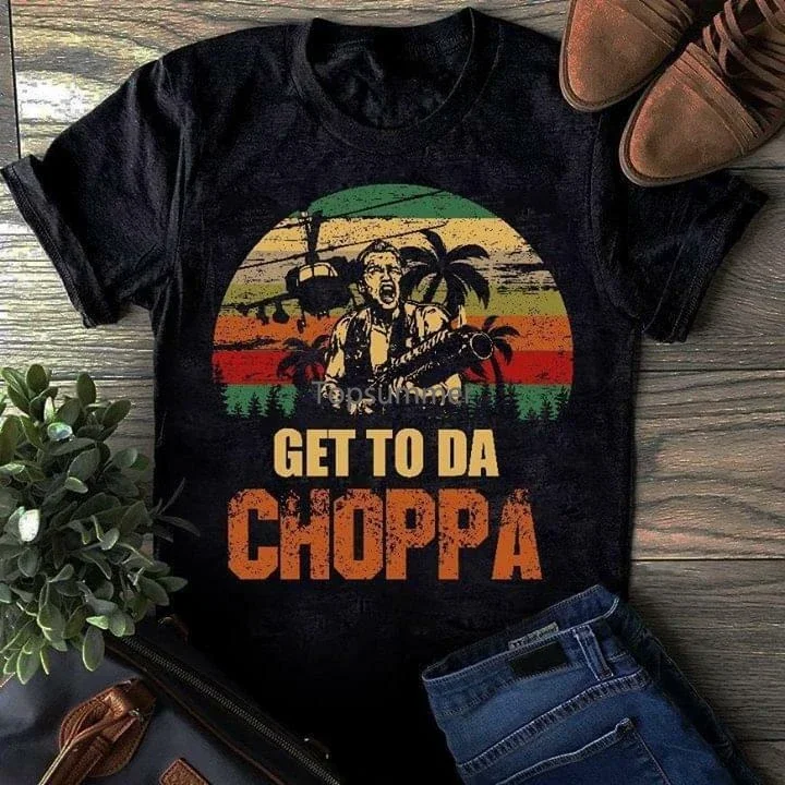 Predator Arnold Schwarzenegger Get To Da Choppa Vintage T Shirt Black Men S 4Xl